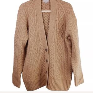 J. Crew Women's Camel Cable Knit Cardigan